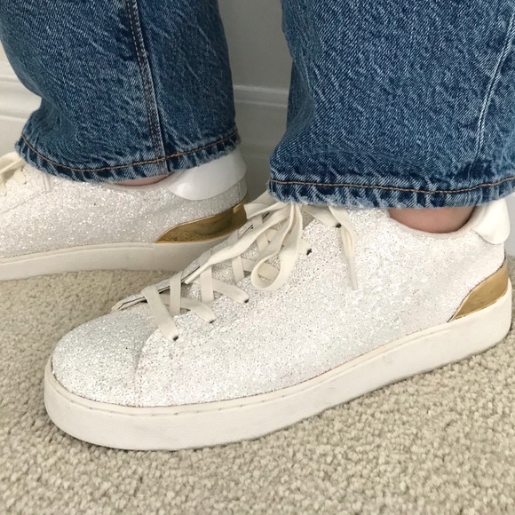 NINE WEST WHITE SPARKLY SNEAKERS - Picture 3 of 4